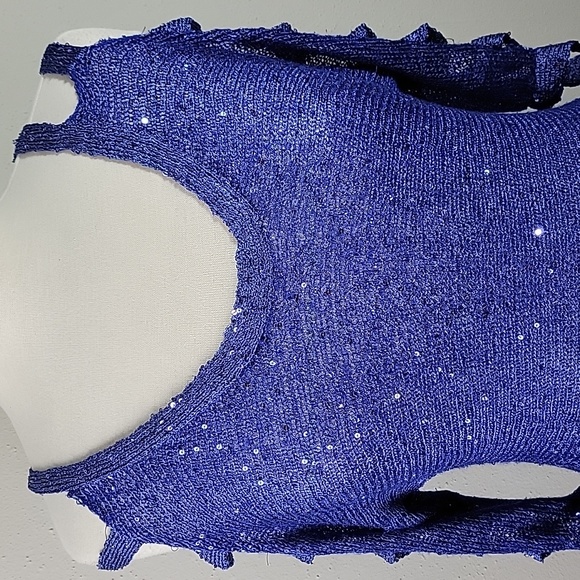 Arden B Sequins Top Size Small Blue - Picture 2 of 7